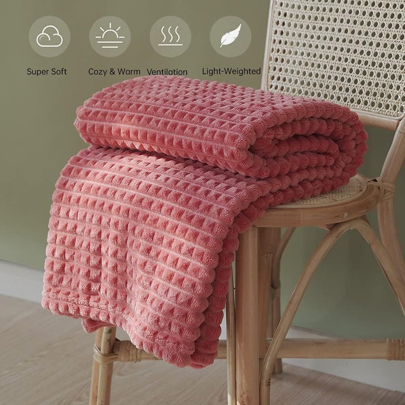 Simple&Opulence Coral Red Throw Blanket for Couch-Super Soft Fluffy Blankets for Women 50x70 Inches Cozy Lightweight Fleece Blanket for Home Decor - Image 3